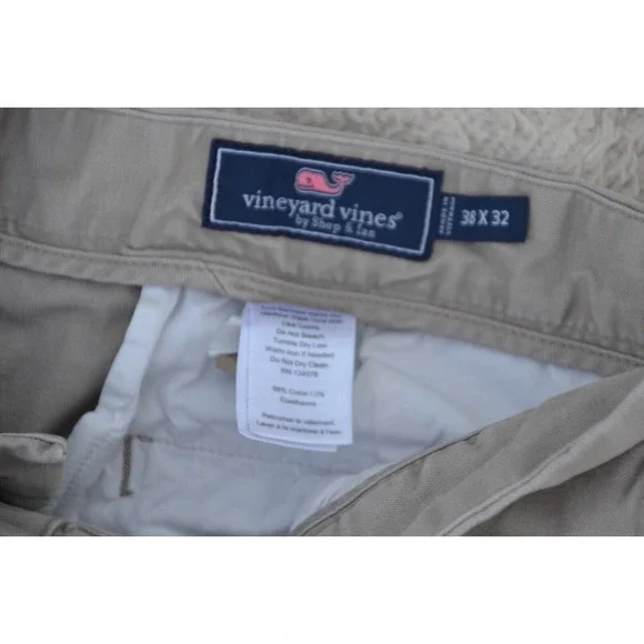 Vineyard Vines Pants Men 38X32 Khaki Flat Front Club Chino Straight Leg Prepcore - Picture 3 of 8